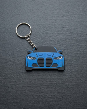 G80 M3 keychain 3D printed blue front end with kidney grille and silver keyring by Velocity Creation